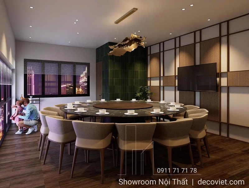 Bàn ăn tròn 16 ghế lớn dành cho phòng VIP nhà hàng cao cấp