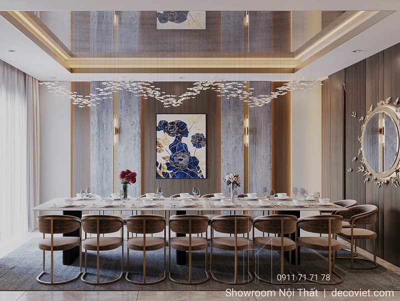 Bàn ăn dài`16 ghế sang trọng cho tiệc công ty và nhà hàng Âu