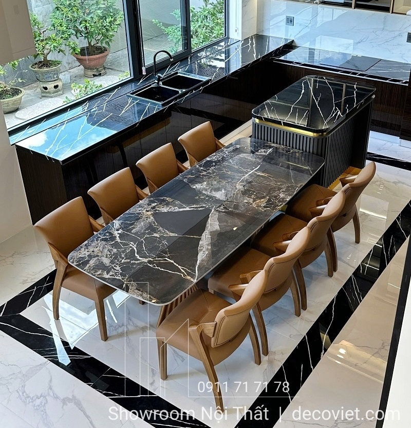 bàn ăn 8 ghế mặt đá cao cấp nhập khẩu