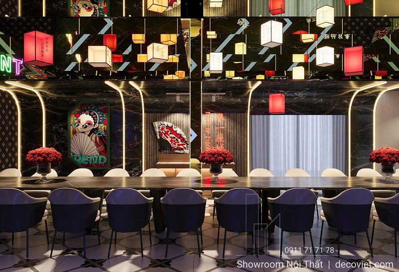 Bàn ăn lớn 28 ghế nhập khẩu cho nhà hàng, phòng VIP