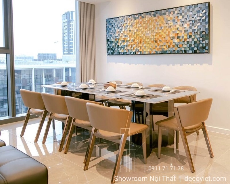 Bàn ăn 10 ghế đúng chuẩn giúp không gian trở nên sang trọng hơn