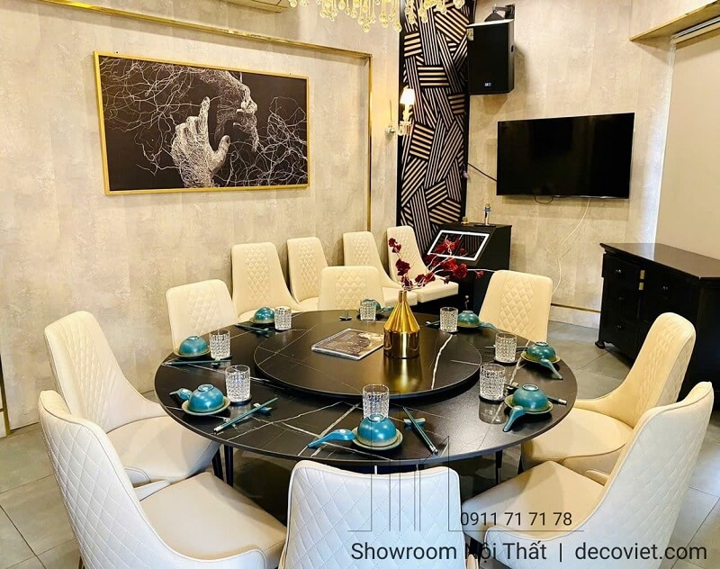 bàn ăn tròn 8 ghế đẹp cho nhà hàng hiện đại