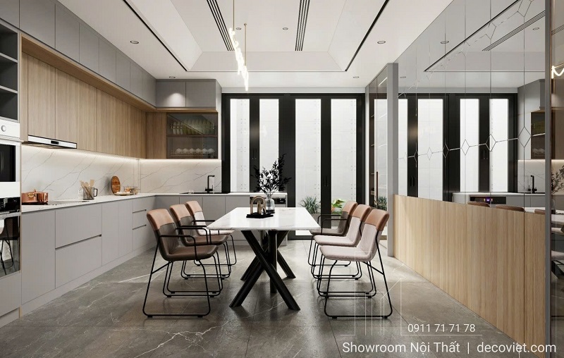 bàn ăn nhập khẩu mặt đá 6 ghế hiện đại