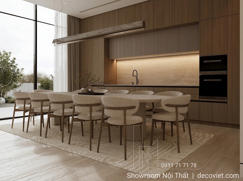 bàn ăn gỗ mặt đá 10 người