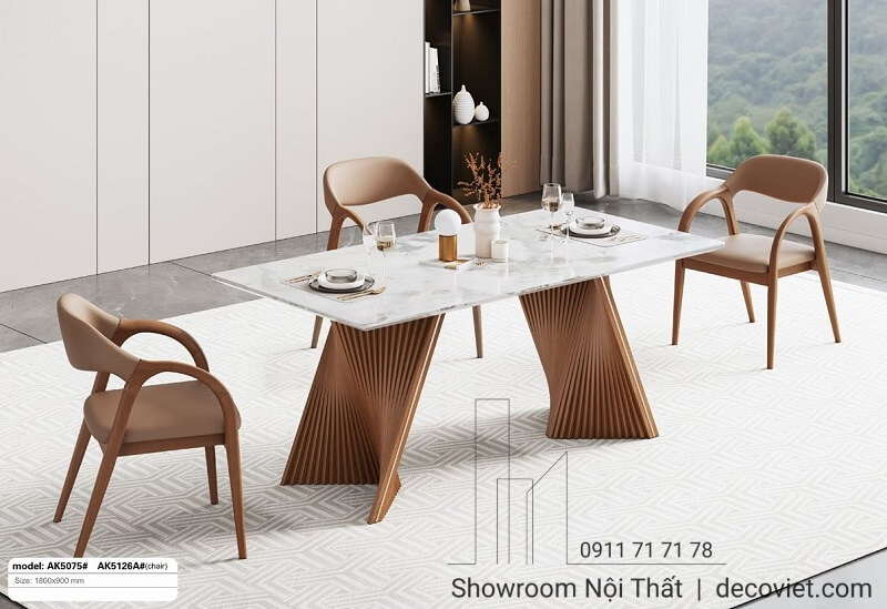 Bộ bàn ghế ăn nhập khẩu 6 ghế mặt đá chất lượng cao