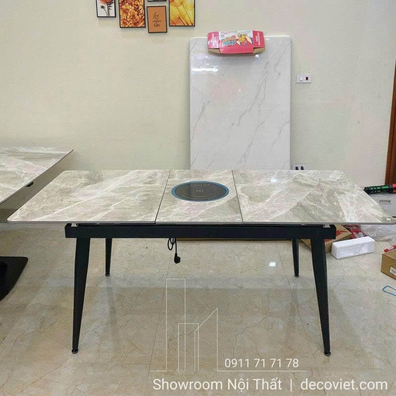 bàn ăn có bếp từ cho không gian phòng ăn cao cấp