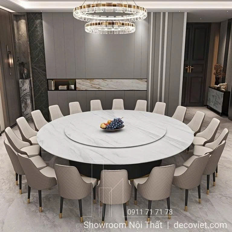 bàn ăn 20 người mặt đá chân gỗ cao cấp