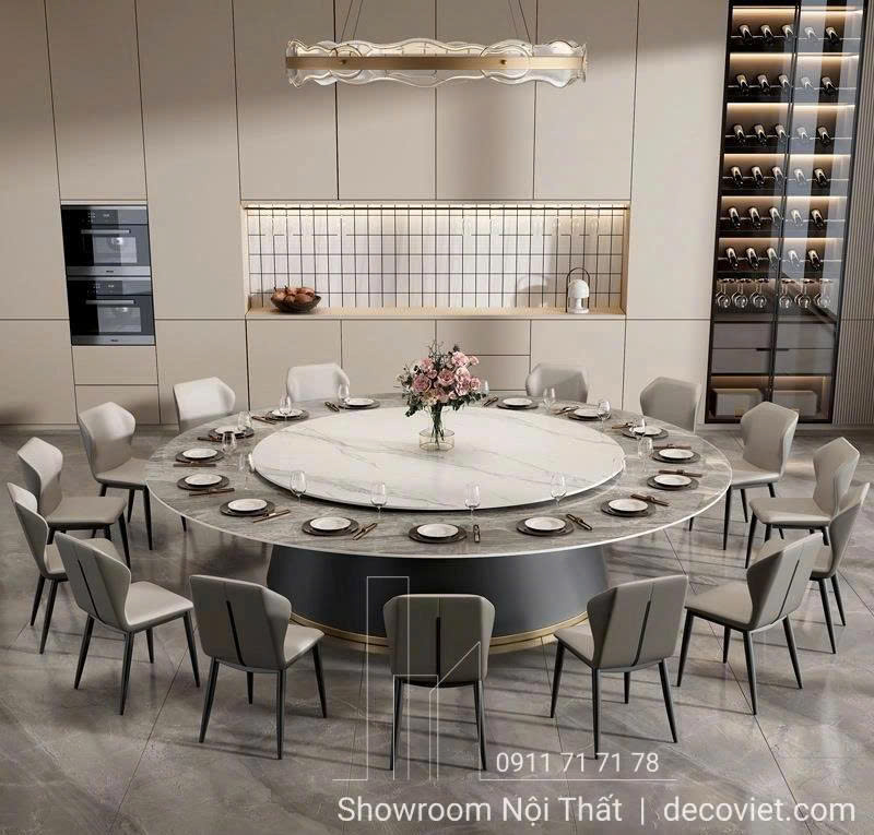 bàn ăn mặt đá chân sắt 20 người