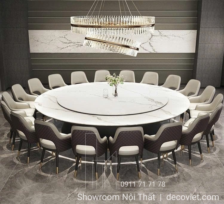 bàn ăn tròn mặt đá 20 người