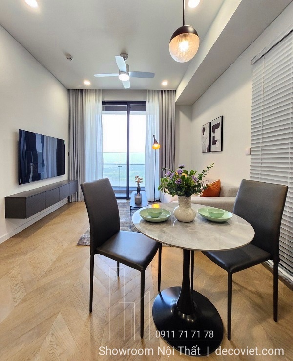 bàn ăn tròn 2 người mặt đá hiện đại