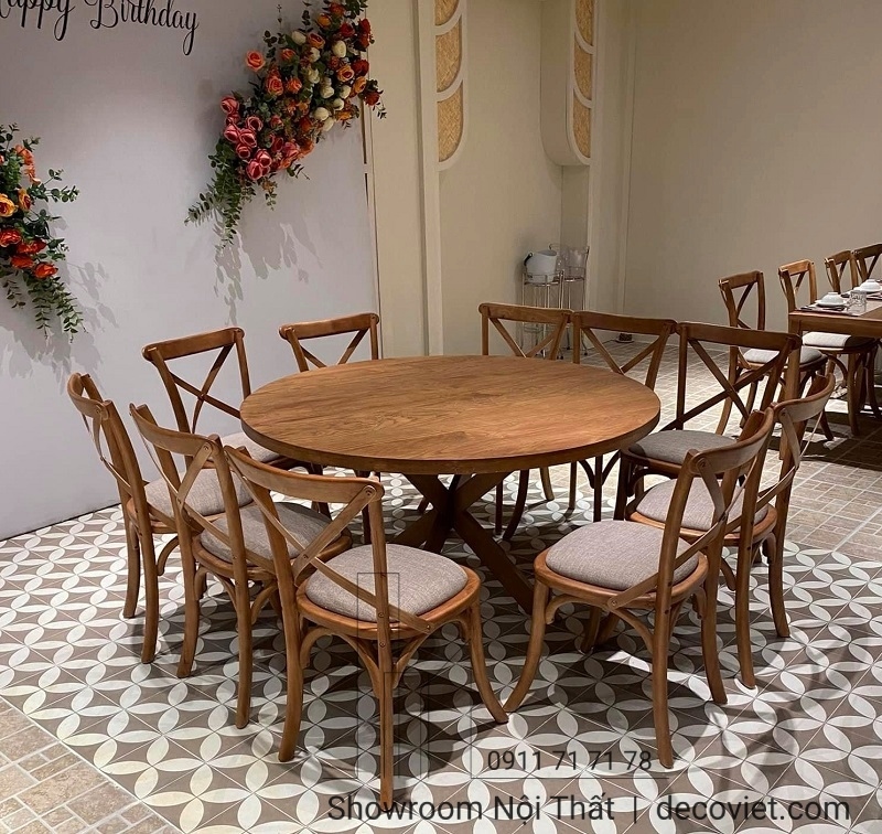 bộ bàn ăn gỗ 8 người thiết kế cao cấp