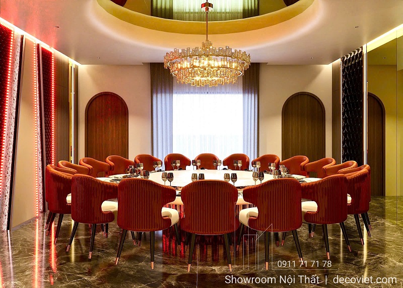 Không gian nhà hàng hiện đại với bàn ghế bố trí khoa học