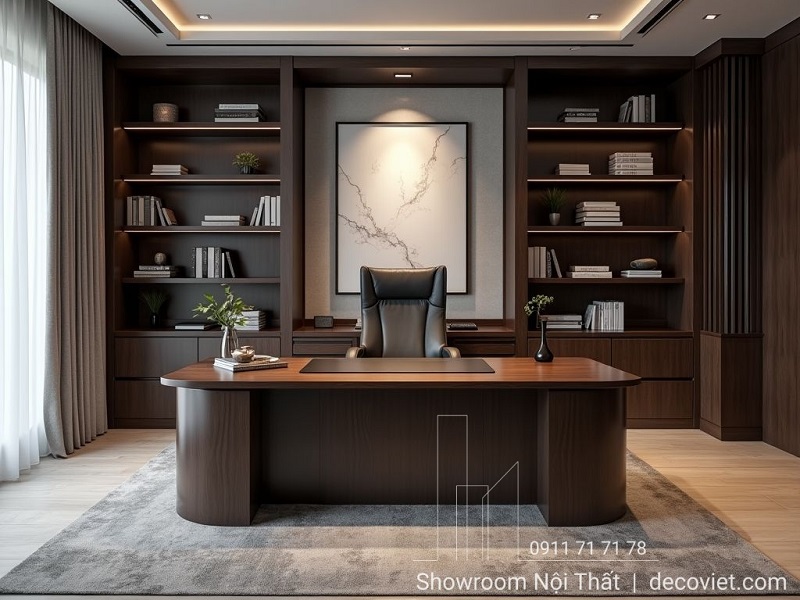 bàn làm việc gỗ chữ I hiện đại