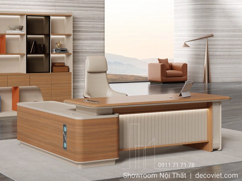 bàn làm việc chữ L cao cấp cho lãnh đạo