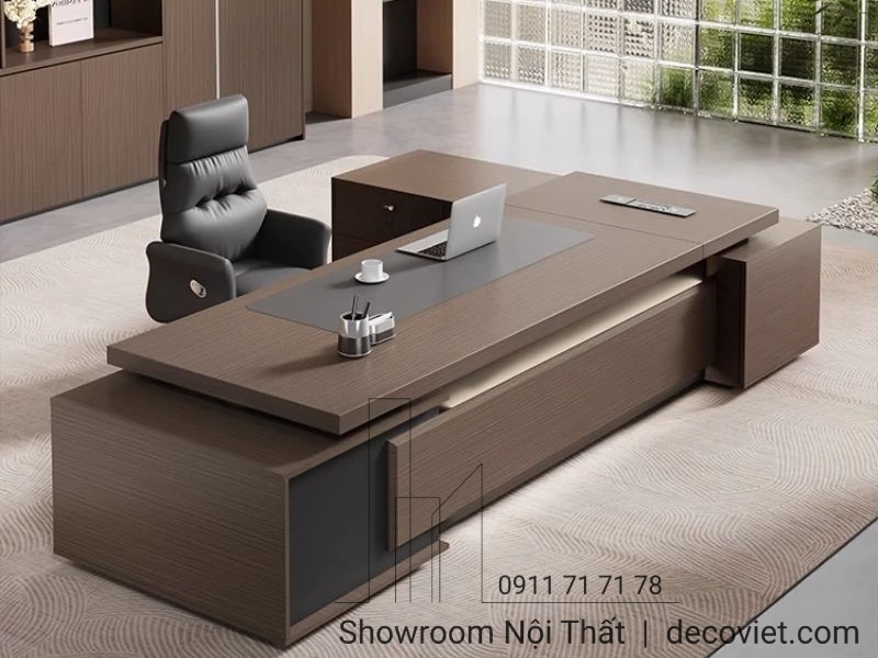bàn giám đốc chữ L sử dụng chất liệu gỗ hiện đại