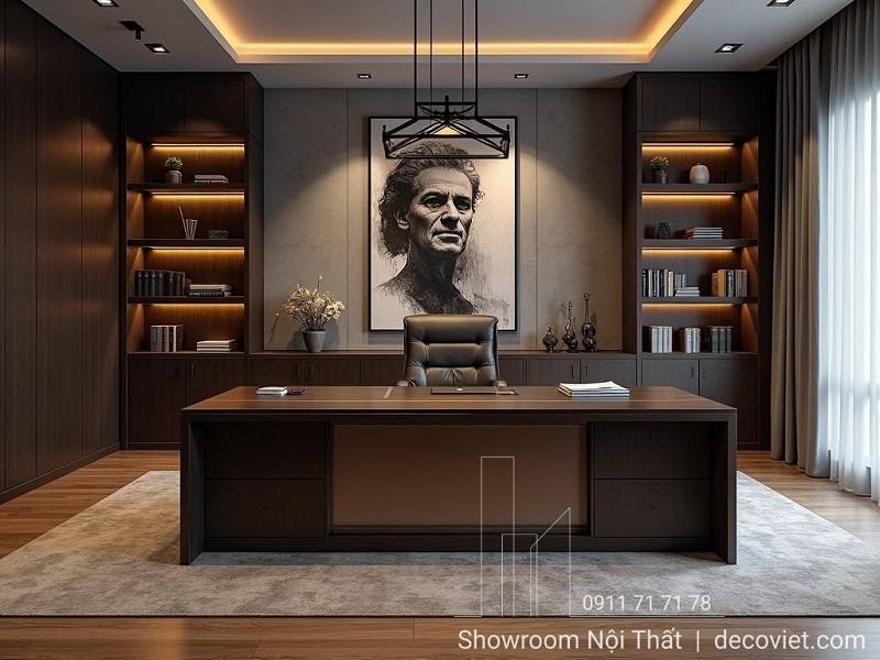 phòng làm việc nổi bật thiết kế bàn ghế giám đốc cao cấp