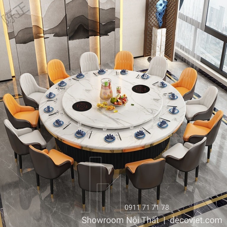 kích thước bàn tròn 14 ghế