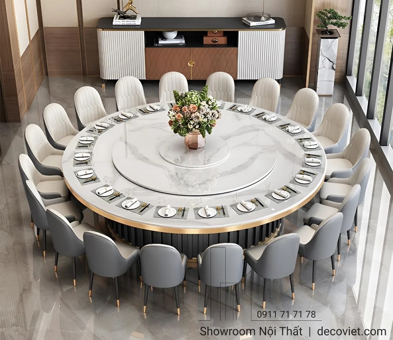 Thiết kế bàn xoay tròn lớn 15 20 ghế – sang trọng, tinh tế và tối ưu không gian sử dụng.