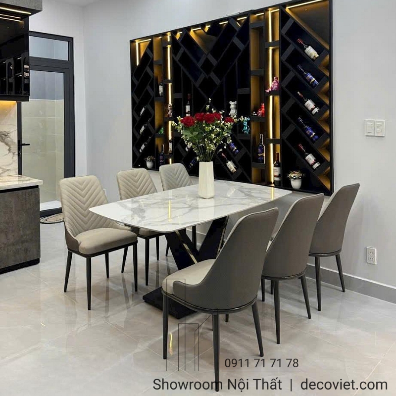 bộ bàn ăn 6 ghế mặt đá cao cấp