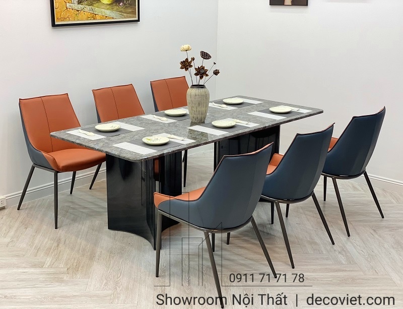 bộ bàn ăn mặt đá 6 ghế đẹp sang trọng