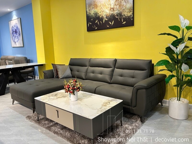 Sofa da phòng khách sang trọng kiểu dáng chữ L