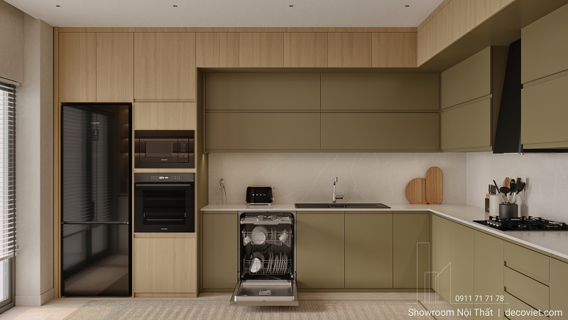 Tủ bếp nhựa WPB chống ẩm màu vân gỗ cao cấp