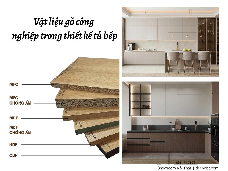Vật liệu gỗ công nghiệp làm tủ bếp MFC MDF HDF CDF