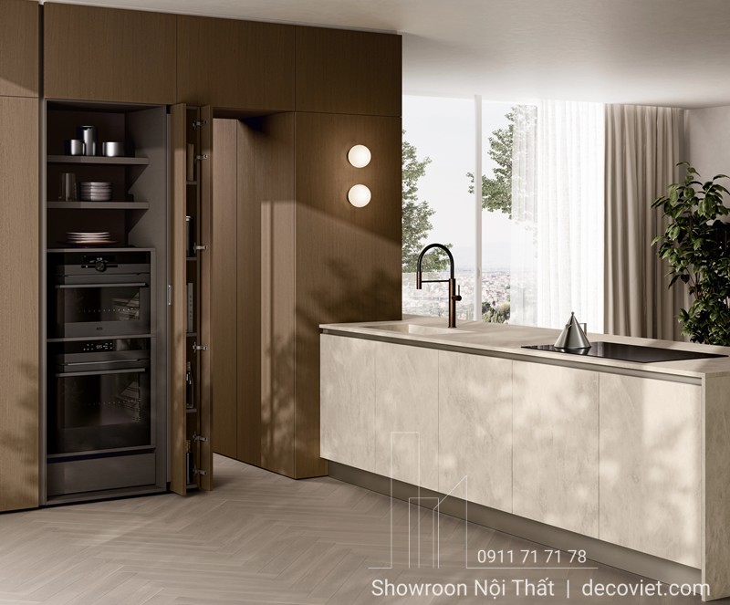 Không gian phòng bếp hiện đại sang trọng mang phong cách tối giản