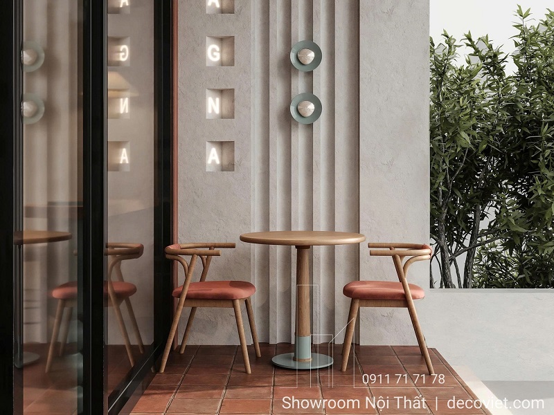 bàn ghế cafe gỗ ngoài trời