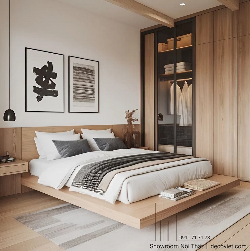 Giường ngủ kiểu Nhật thấp sát sàn