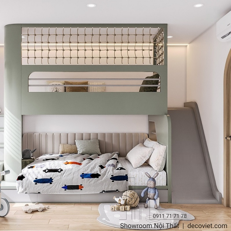 Mẫu giường tầng gỗ công nghiệp có cầu trượt