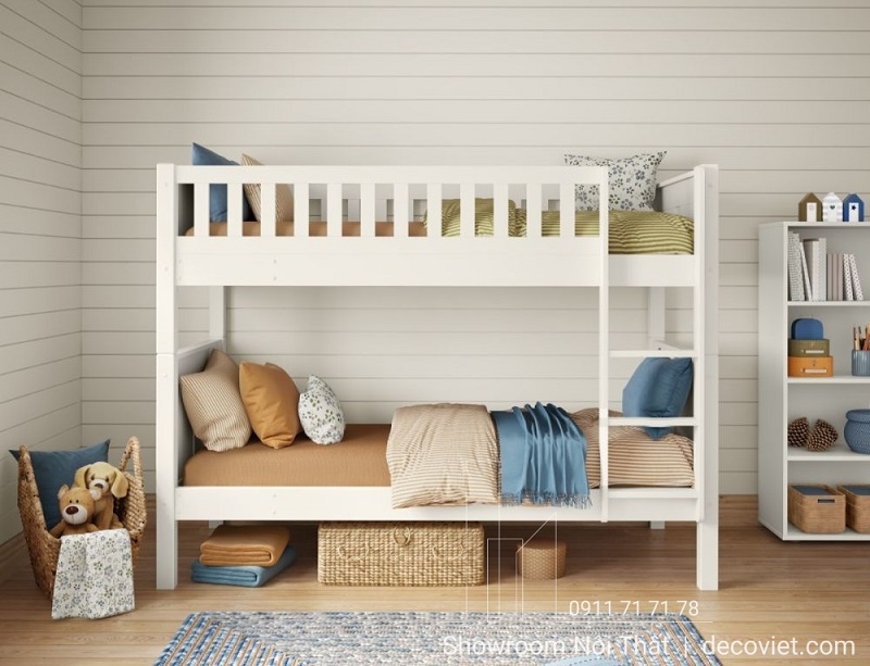 Giường tầng gỗ phong cách hiện đại, an toàn cho trẻ