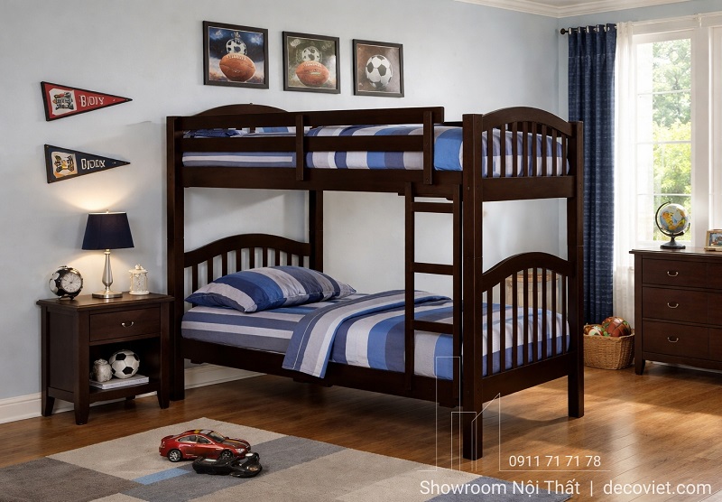 Giường tầng gỗ thông 2 tầng chắc chắn chịu lực tốt