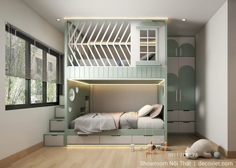 Giường tầng gỗ MDF đa năng tích hợp nhiều tiện ích