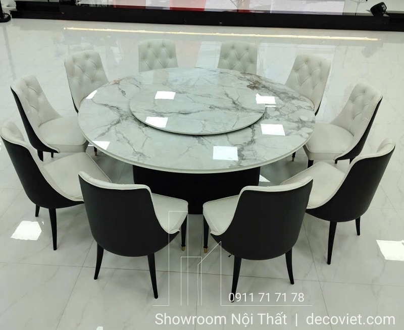 Bố trí bàn ăn 10 ghế đúng chuẩn giúp không gian thoáng và tiện sinh hoạt