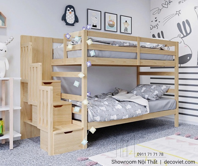 Giường tầng gỗ thiết kế hiện đại, chuẩn kích thước