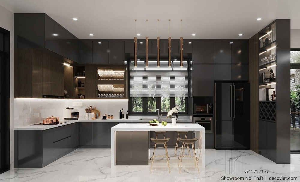 tủ bếp gỗ công nghiệp mdf chống ẩm an cường