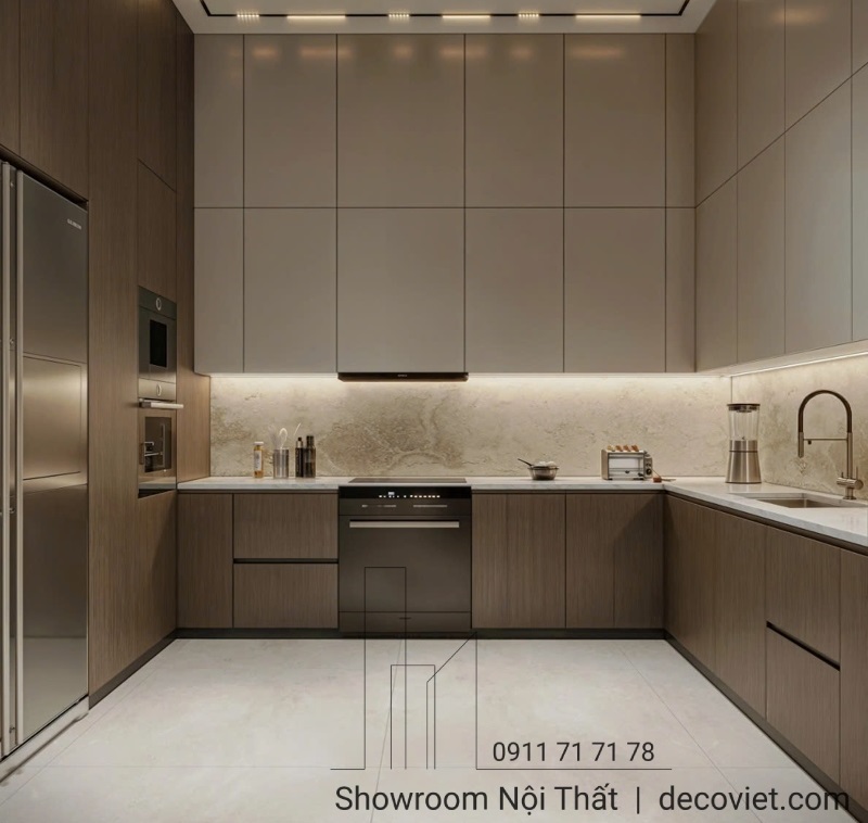 Tủ bếp gỗ giá rẻ thiết kế riêng theo nhu cầu khách hàng