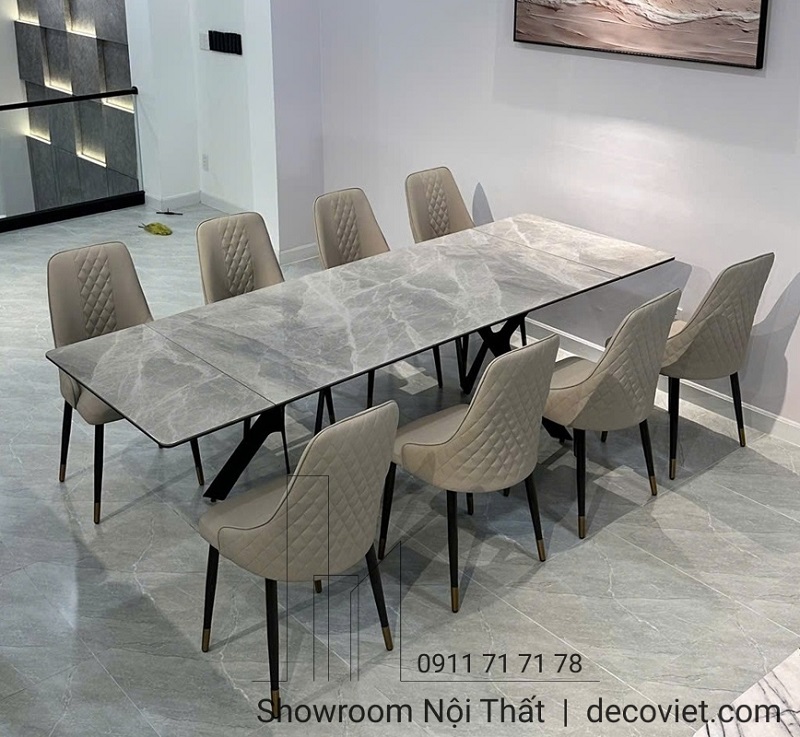 mẫu bàn ăn kèo dài mặt đá