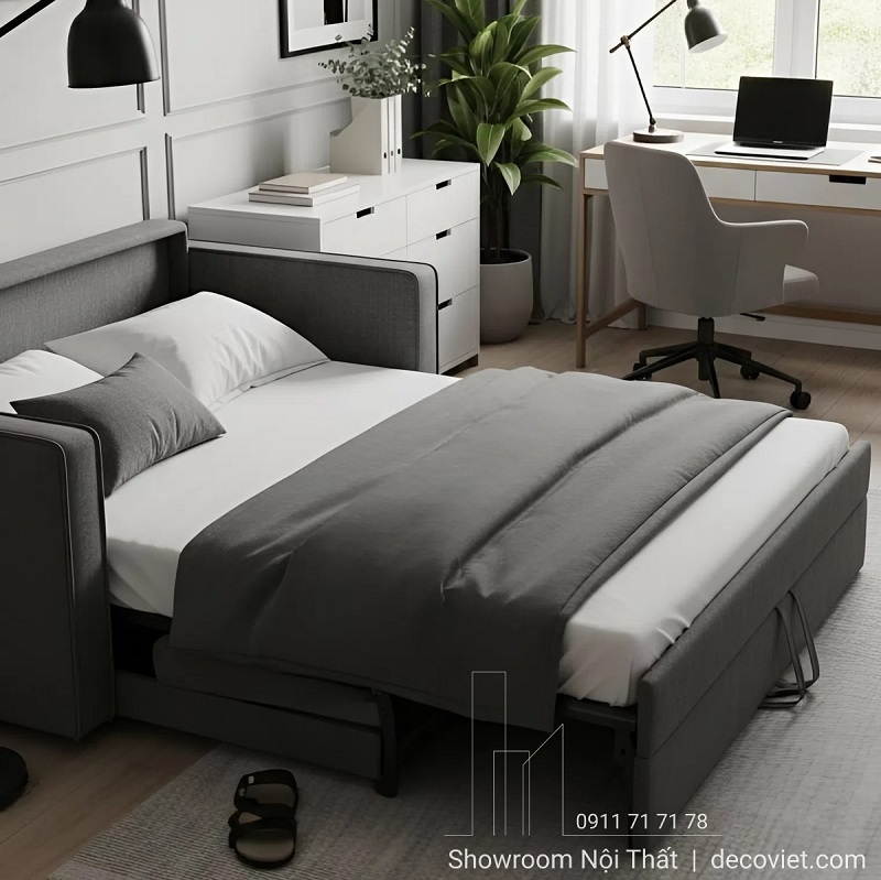 sofa giường bố trí trong phòng làm việc