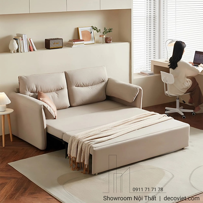 Sofa giường bố trí trong phòng khách nhỏ giúp tiết kiệm diện tích