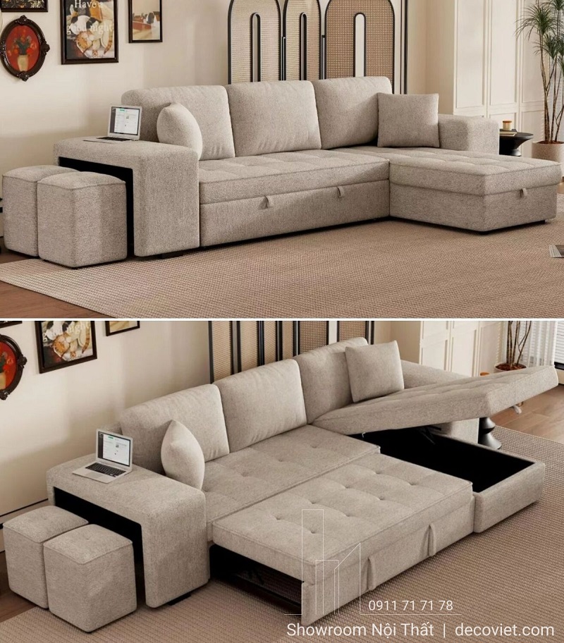 bố trí sofa giường đúng cách giúp phòng khách thông thoáng