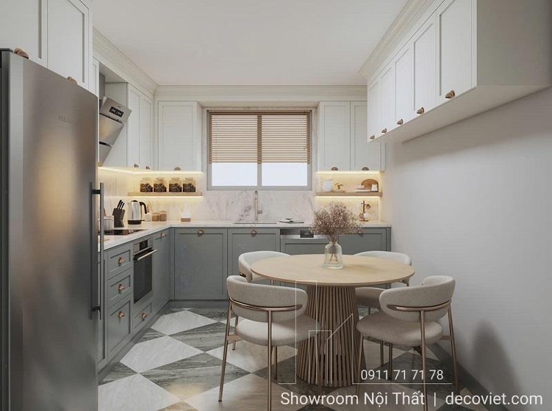 Tủ bếp chữ L tận dụng góc bếp, tối ưu công năng và thẩm mỹ