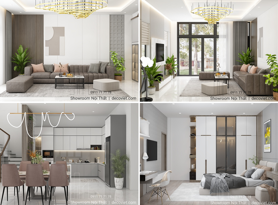 thiết kế nội thất nhà phố 1 trệt 1 lầu quy nhơn