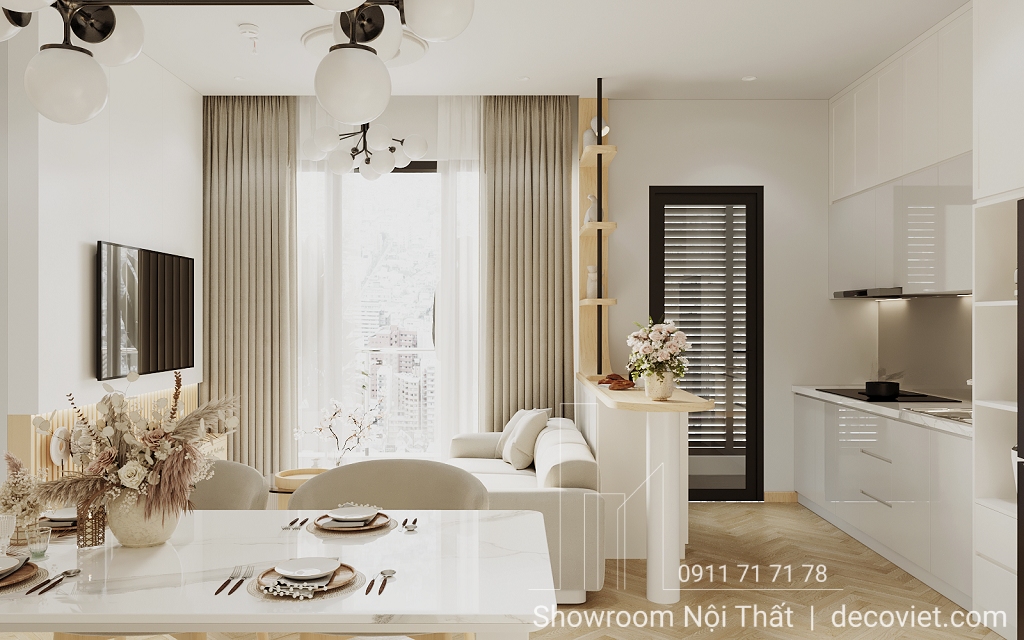 thiết kế phòng khách chung cư D'Lusso Quận 2