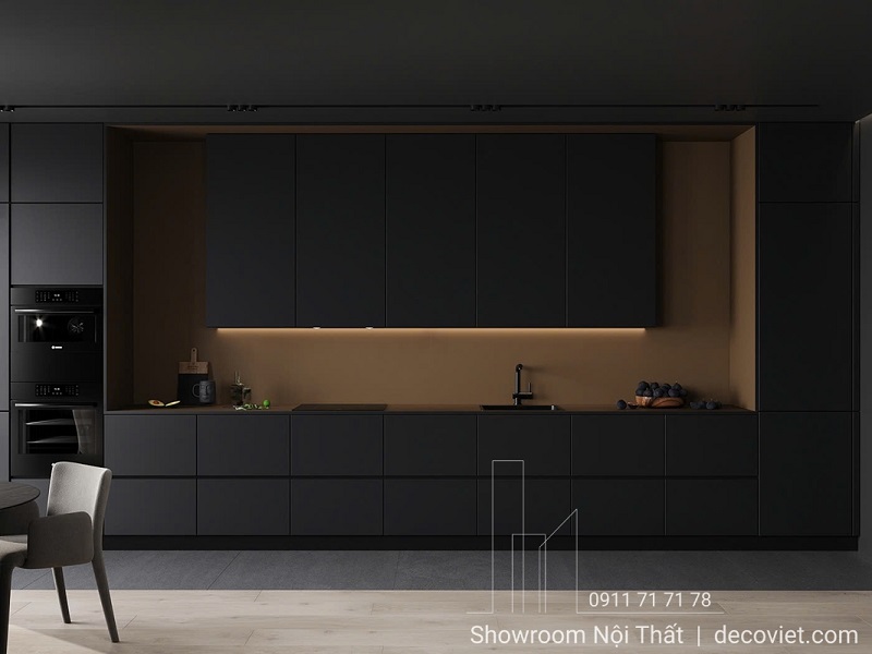 Mẫu tủ bếp gỗ giá rẻ thiết kế hiện đại, phù hợp không gian nhỏ