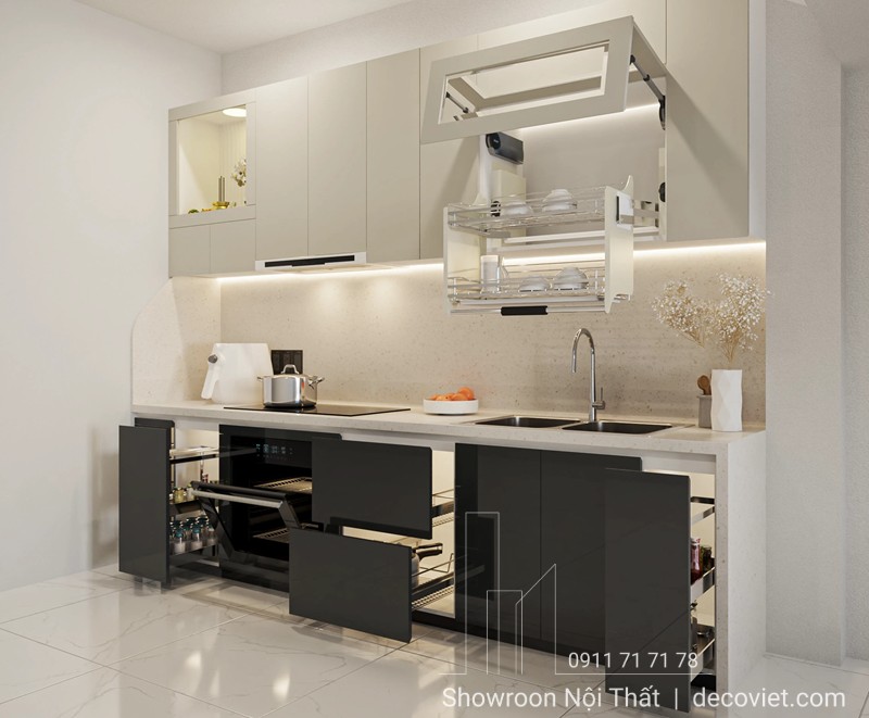 Thiết kế phòng bếp thông minh hiện đại với thiết bị tự động hóa tiện nghi