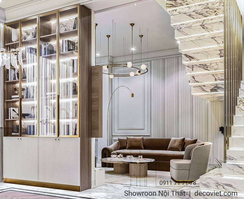 Thiết kế phòng khách tối giản, mang lại không gian thoáng đãng và tiện nghi.