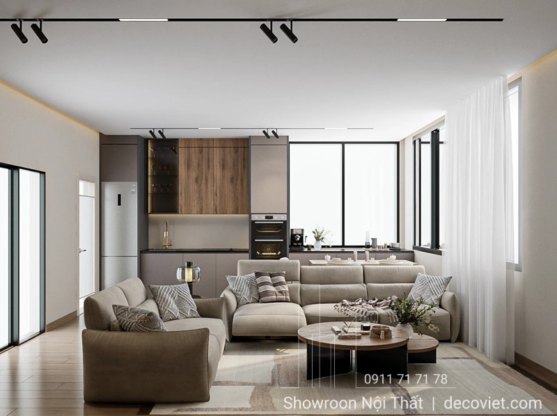 Thiết kế phòng khách tối giản nhưng đầy tinh tế và tiện lợi.