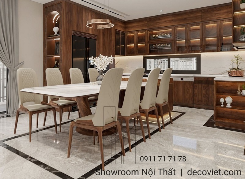 bàn ăn mặt đá 8 ghế